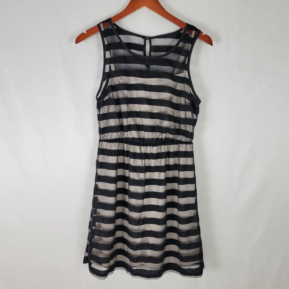 Jealous Tomato Dress Womens Medium Semi Sheer Striped Sleeveless Keyhole Neck